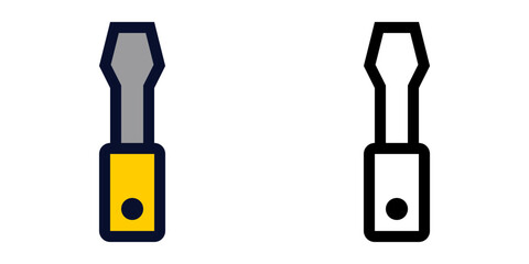 Slotted Screwdriver. Color and Line Icons