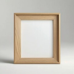 picture frame mockup.  square oak wooden frame on white background.  made with Generative AI 