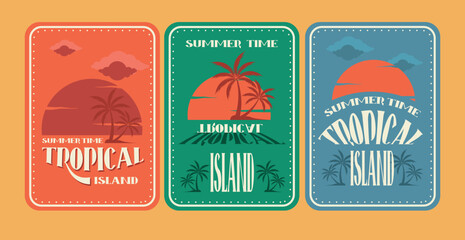 Summer paradise vacation retro classic poster design