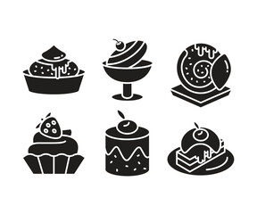 cake and dessert icons set vector illustration