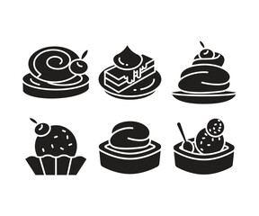 cake and dessert icons set vector illustration