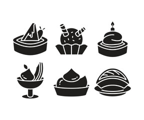cake and dessert icons set vector illustration