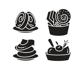 cake and dessert icons set vector illustration