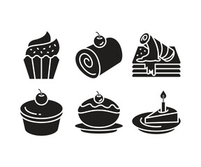 cake and dessert icons set vector illustration