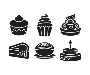 cake and dessert icons set vector illustration