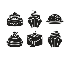 cake and dessert icons set vector illustration