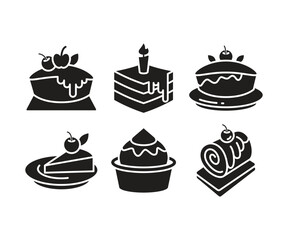 cake and dessert icons set vector illustration