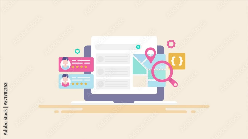 Canvas Prints digital seo concept, website ranking customer review rating and business map location on search engi