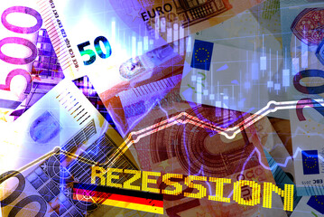 Euro Geldscheine und die Rezession in Deutschland