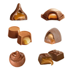Chocolate with caramel filling realistic vector illustration. Good for packaging design.