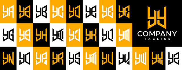 Abstract initial YY Y letter logo design - obrazy, fototapety, plakaty