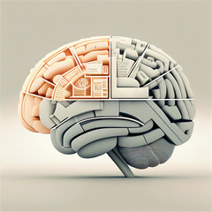 Human Brain Cross Section Concept - Generative Ai