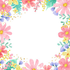 Fototapeta na wymiar 春のパステルカラーの花のベクターイラストフレーム背景