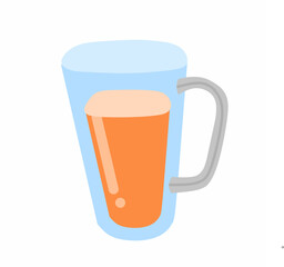 Vector illustration of a tea or orange juice drink in a large glass. flatdesign.