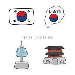 Korean simple outline cartoon