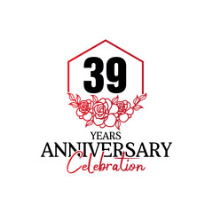 39 years anniversary logo  luxurious anniversary vector design celebration