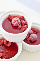 Homemade raspberry jelly close up