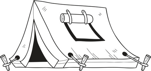 Fototapeta premium Hand Drawn tent for camping illustration in doodle style