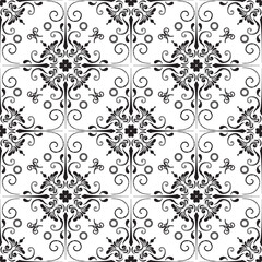 Decorative monochrome tile pattern design. Vector illustration.