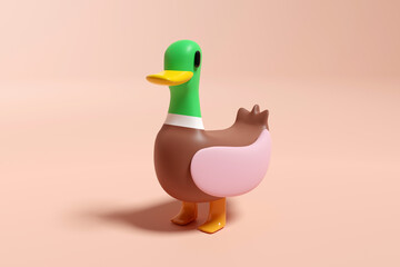 cute duck in 3d render design.