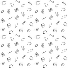 おしゃれアイテム　背景素材　手描き　線画　1c