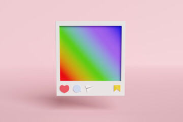 social media frame photo in 3d render design.