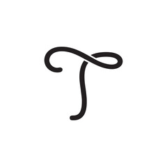 T letter rope knot logo concept design vector isolated on white background.