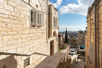 View from Star Street to adjacent streets and suburbs in Bethlehem in the Palestinian Authority, Israel