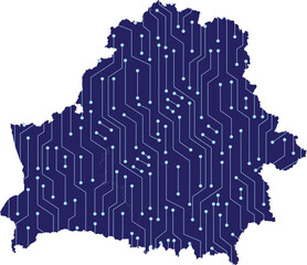 Map of Belarus, network line,dot and structure on dark background with Map Belarus, Circuit board. Vector illustration. Eps 10