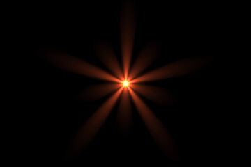 Natural, lens flare on the black background