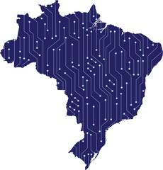 Map of Brazil, network line,dot and structure on dark background with Map Brazil, Circuit board. Vector illustration. Eps 10