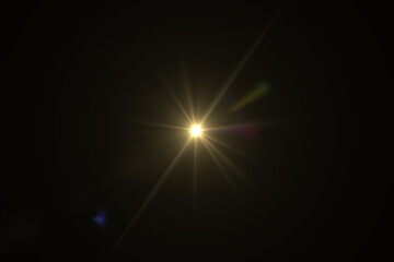 Natural, lens flare on the black background