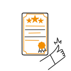 hand drawn doodle Icon of achievement certificate illustration