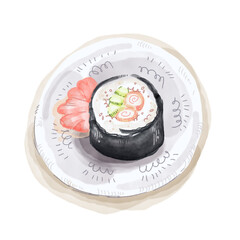 watercolor sushi roll