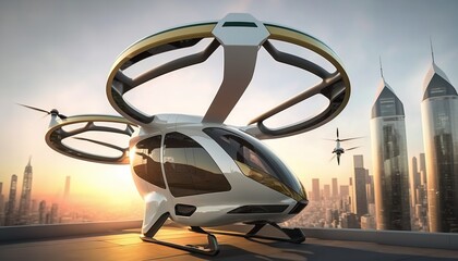 Future of autonomous urban transportation, AV city buses, AV, and public transportation. Generative AI.