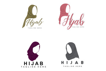 HIjab Logo, Fashion Product Vector Brand, Muslim Women Hijab Boutique Design
