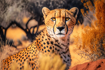photography of a cheetah in africa, generative Ai.