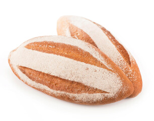 Traditional homemade round bread isolated on a white background