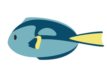 Paracanthurus in flat style. Beautiful underwater inhabitant.