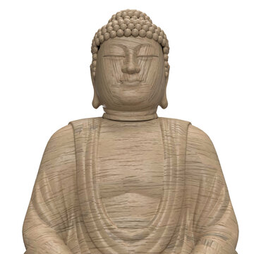 The wooden buddha for religious concept 3d rendering