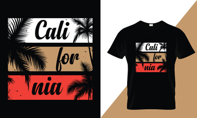 California t-shirt design with palm trees silhouette