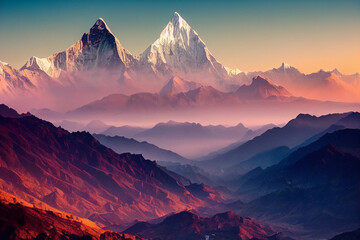 Wallpaper of amazing mountain view background. generative ai - obrazy, fototapety, plakaty
