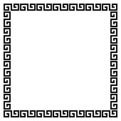 Greek frame ornaments, meanders. Square meander border from a repeated Greek motif Vector illustration on a white background