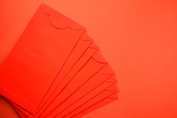 red envelope on red background for design