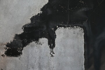black dirty wall was burn from fire, construction industry