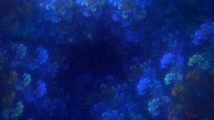3D rendering abstract blue fractal light background