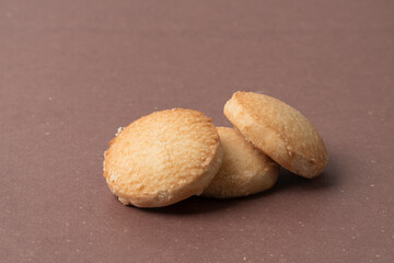 Fresh and delicious traditional NanKhatai on brown background.