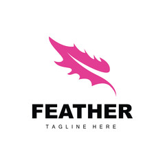 Feather Logo, Abstract Simple Feather Design, Wing Feather Vector, Pencil Stationery, Simple Icon