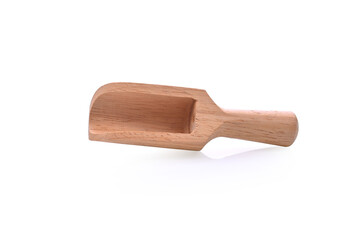 The little wooden scoop on white background.