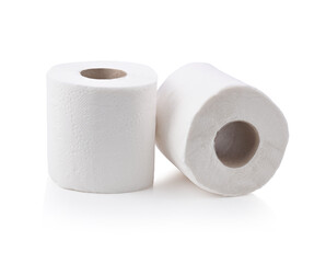 Toilet paper, white tissues isolated on white background